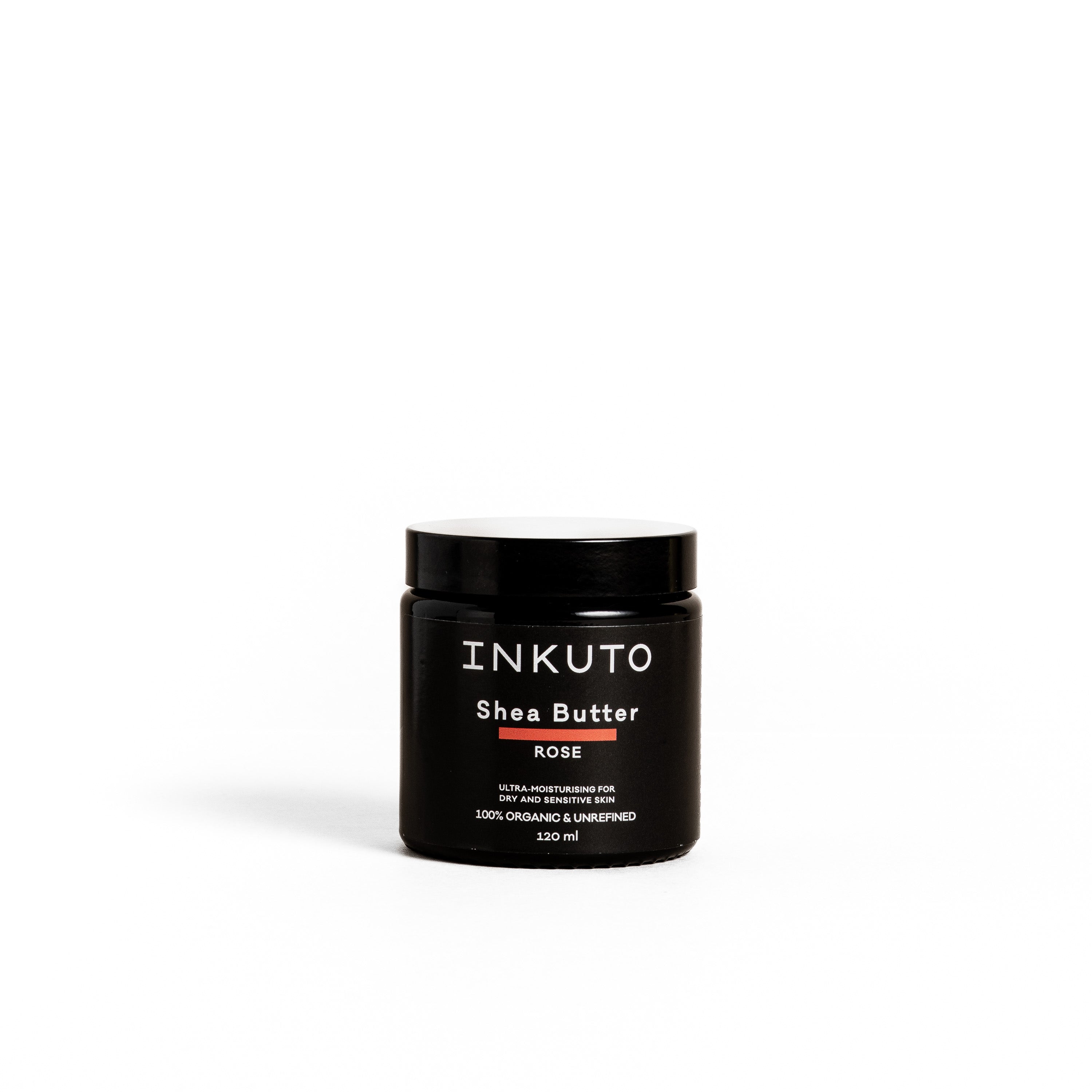 Inkuto Natural Unrefined Shea Butter, Rose, 120ml glass jar