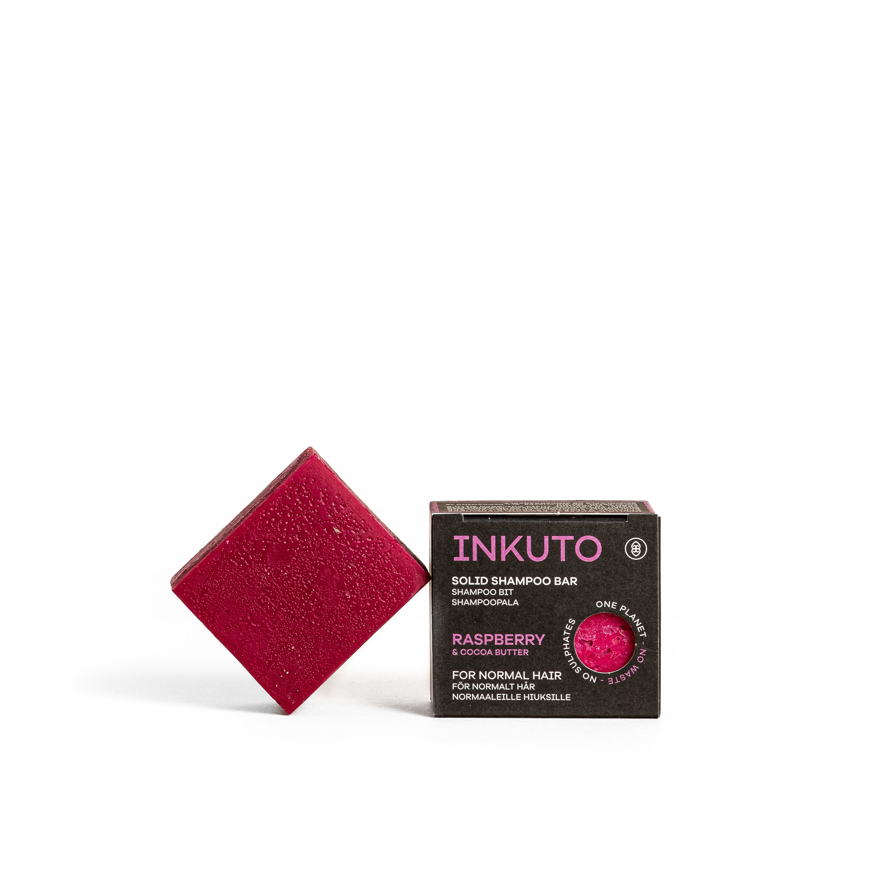 Solid Shampoo Bar, Raspberry & Cocoa Butter Inkuto